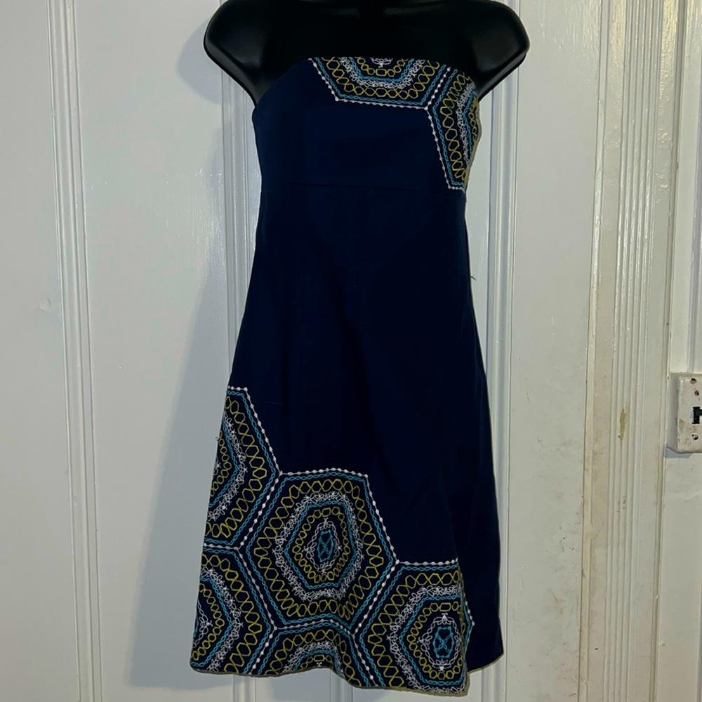 Lilly Pulitzer Navy Strapless Bowen Dress Size 2